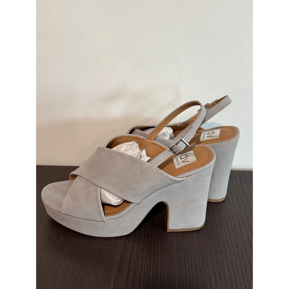 Platform Heels DV Dolce Vita Cypress Womens 11 Grey Crisscross Slingback Sandals